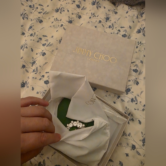 Jimmy Choo Bright Green Wallet with Crystal Buckle FULL INCLUSION - Picture 7 of 9